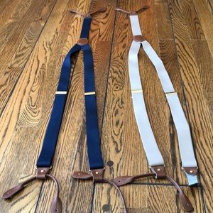 CAS W-Germany Navy Blue and Beige Braces / Suspenders - Two Pairs